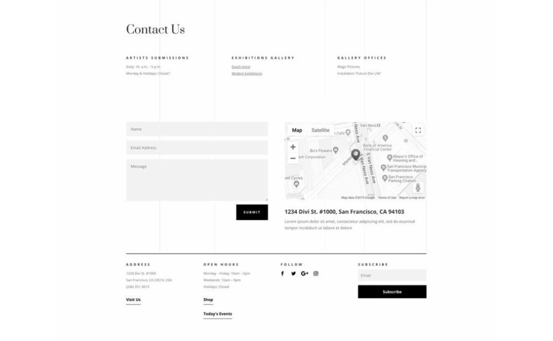ET – Art Gallery Contact Page