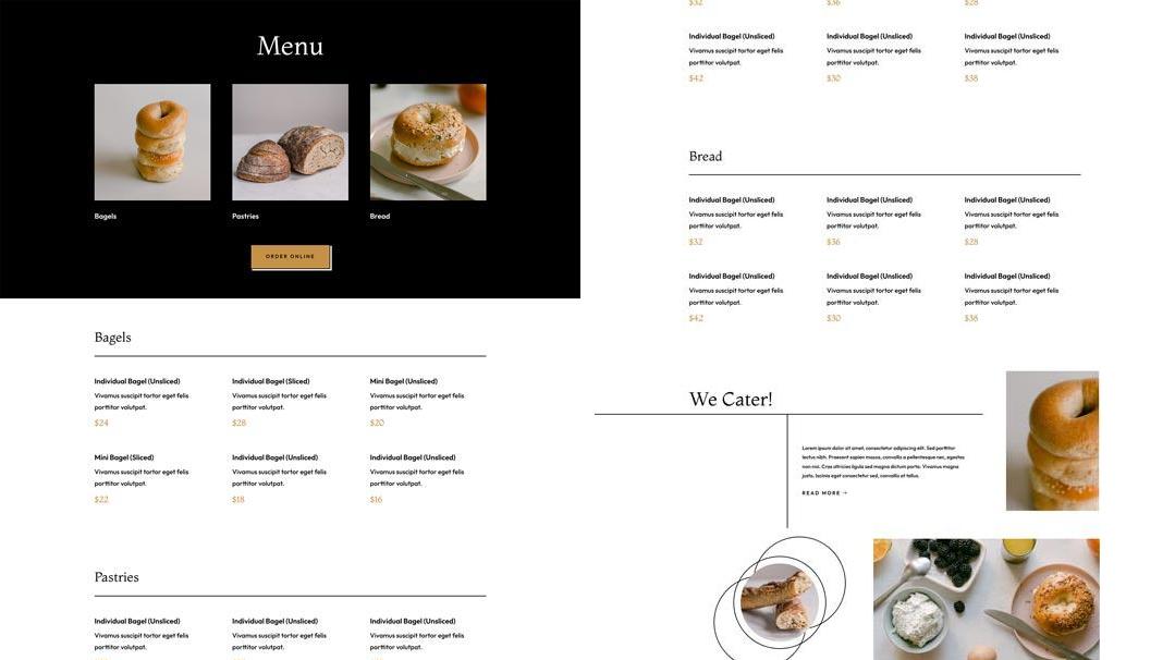ET – Bagel Shop Menu Page