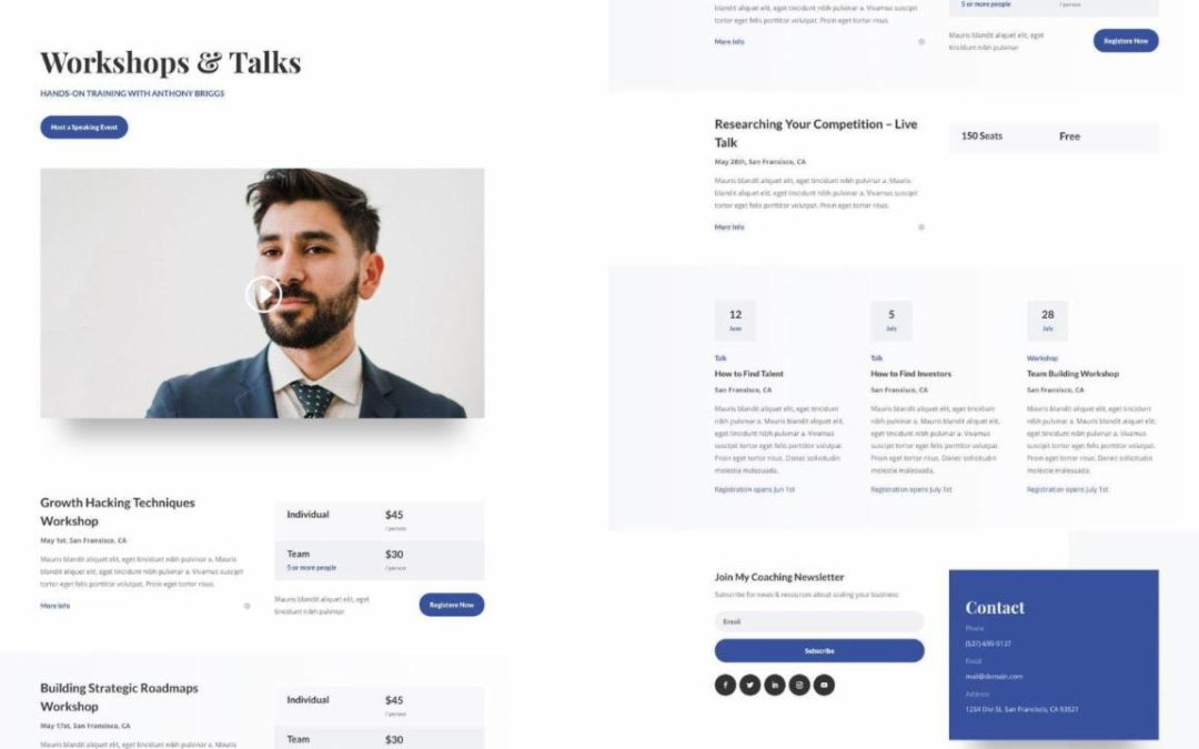 ET – Business Coach Events Page