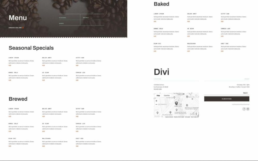 ET – Cafe Menu Page