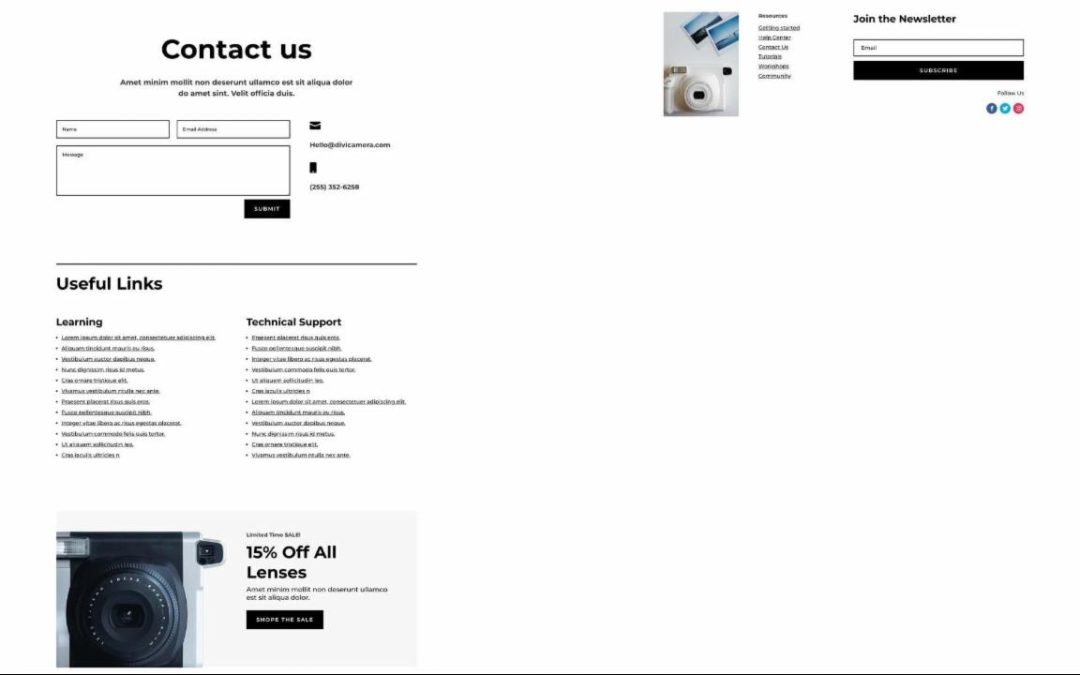 ET – Camera Product Contact Page