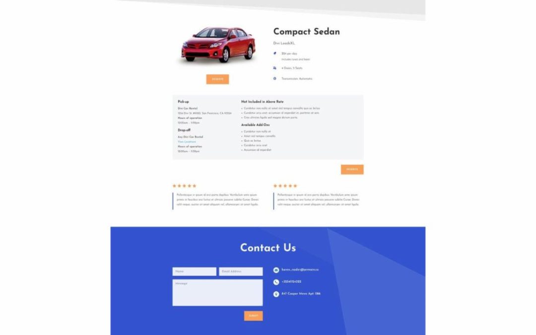 ET – Car Rental Listing Page