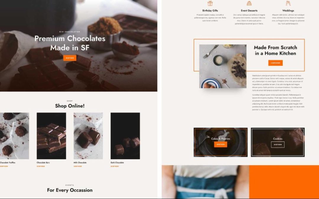 ET – Chocolatier Landing Page