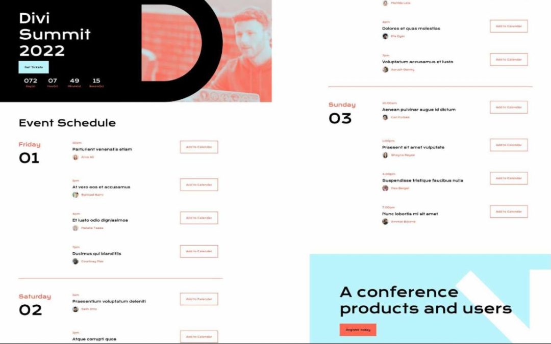 ET – Conference Schedule Page