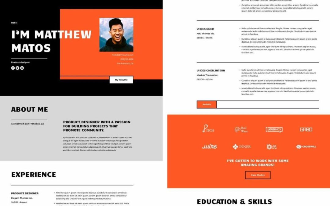 ET – Creative CV Landing Page