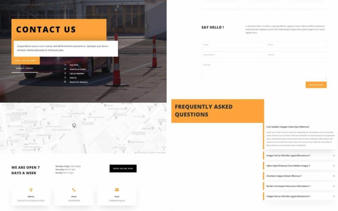 ET – Driving School Contact Page