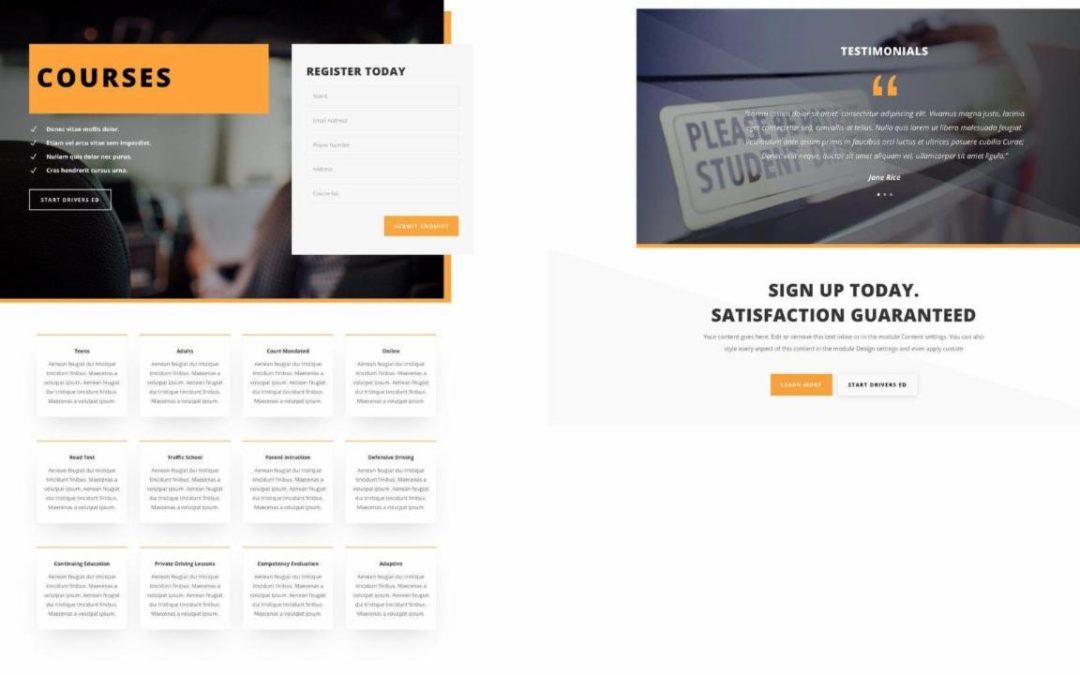 ET – Driving School Courses Page