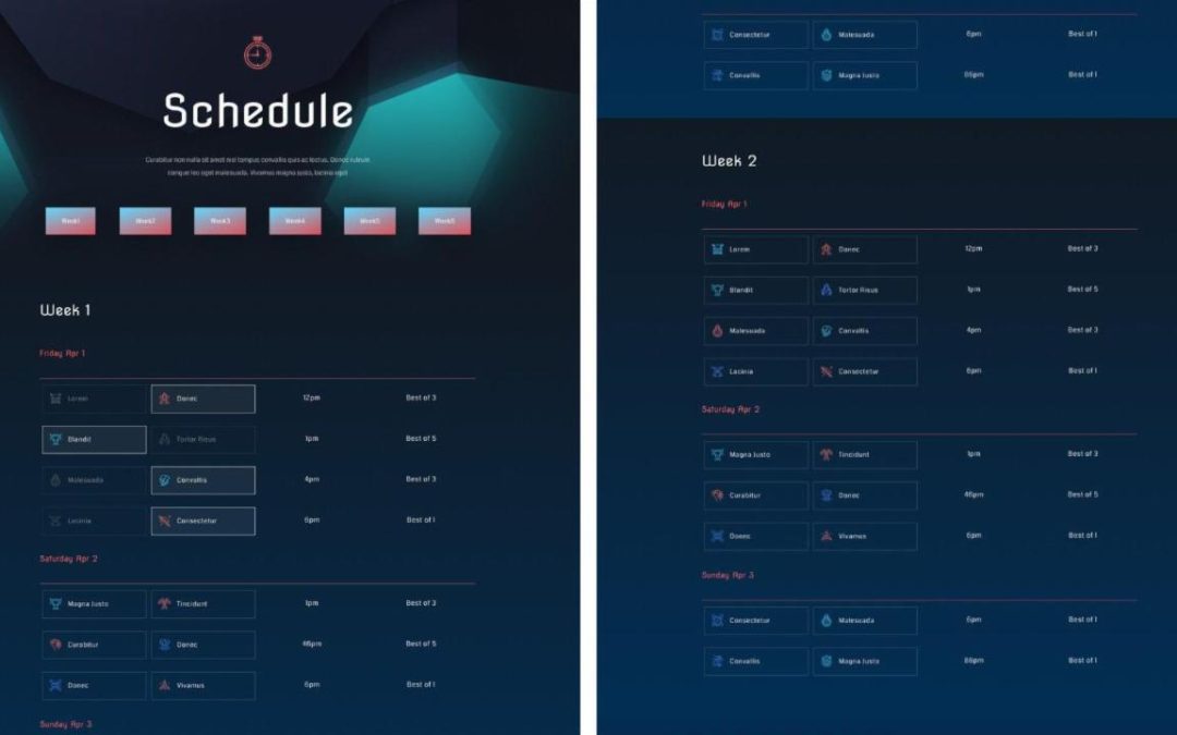 ET – Esports Schedule Page