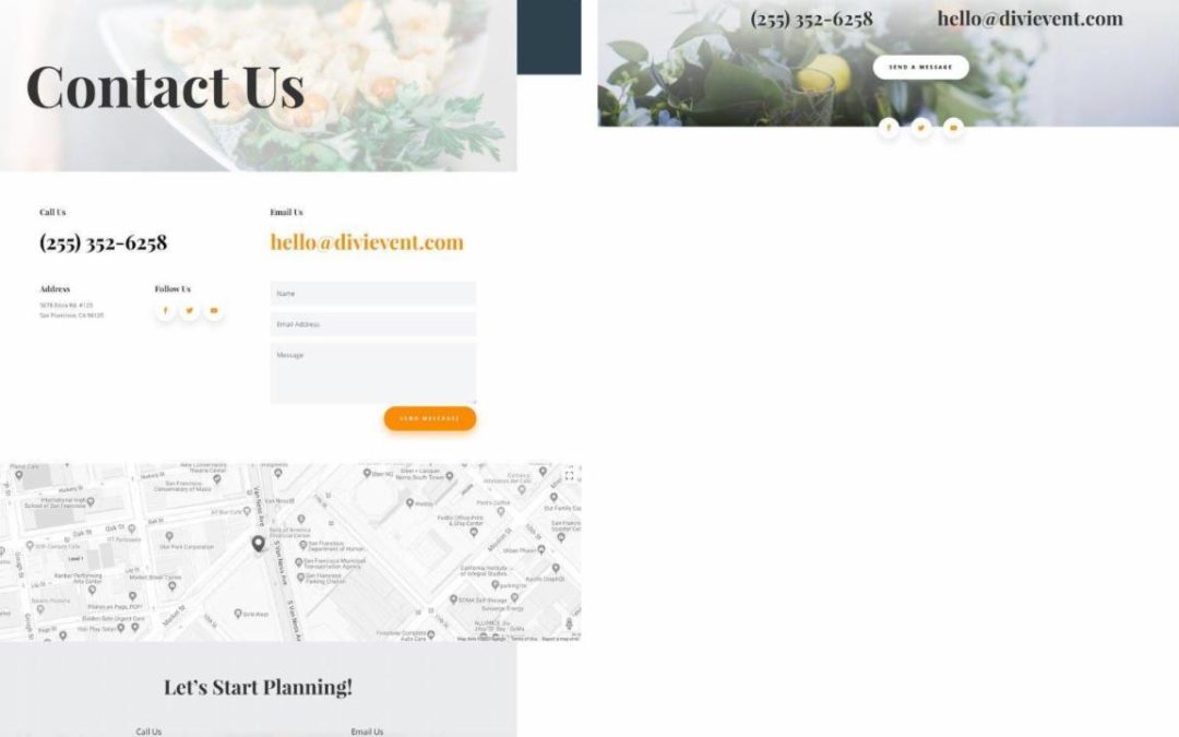 ET – Event Planner Contact Page