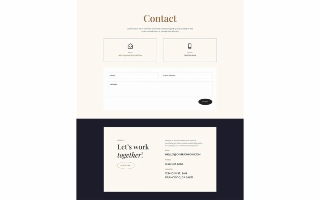ET – Fashion Designer Contact Page