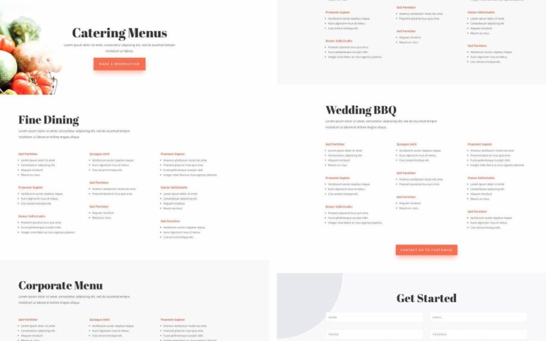 ET – Food Catering Menus Page