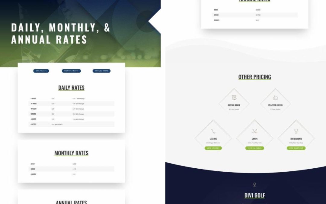 ET – Golf Course Pricing Page