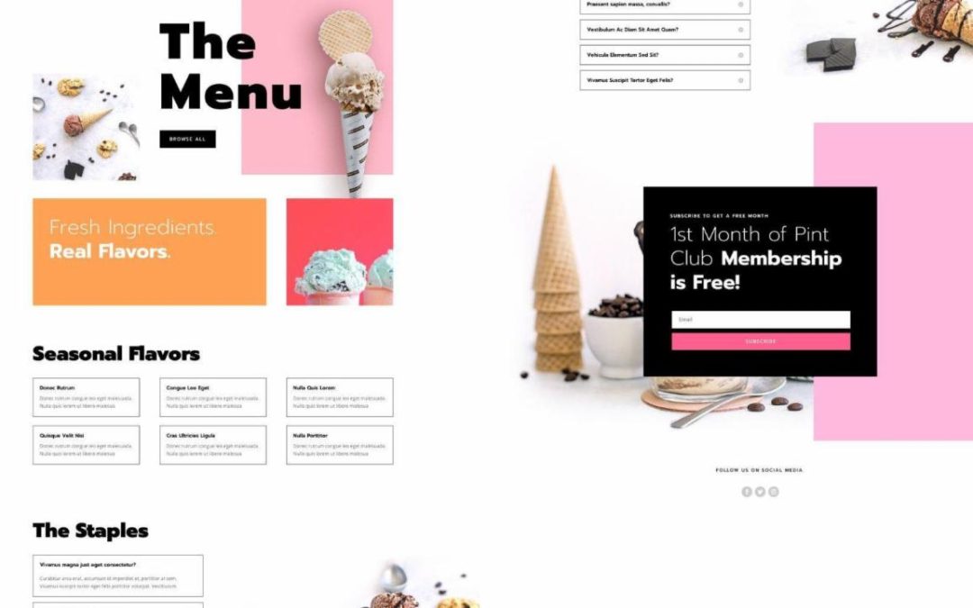 ET – Ice Cream Shop Menu Page