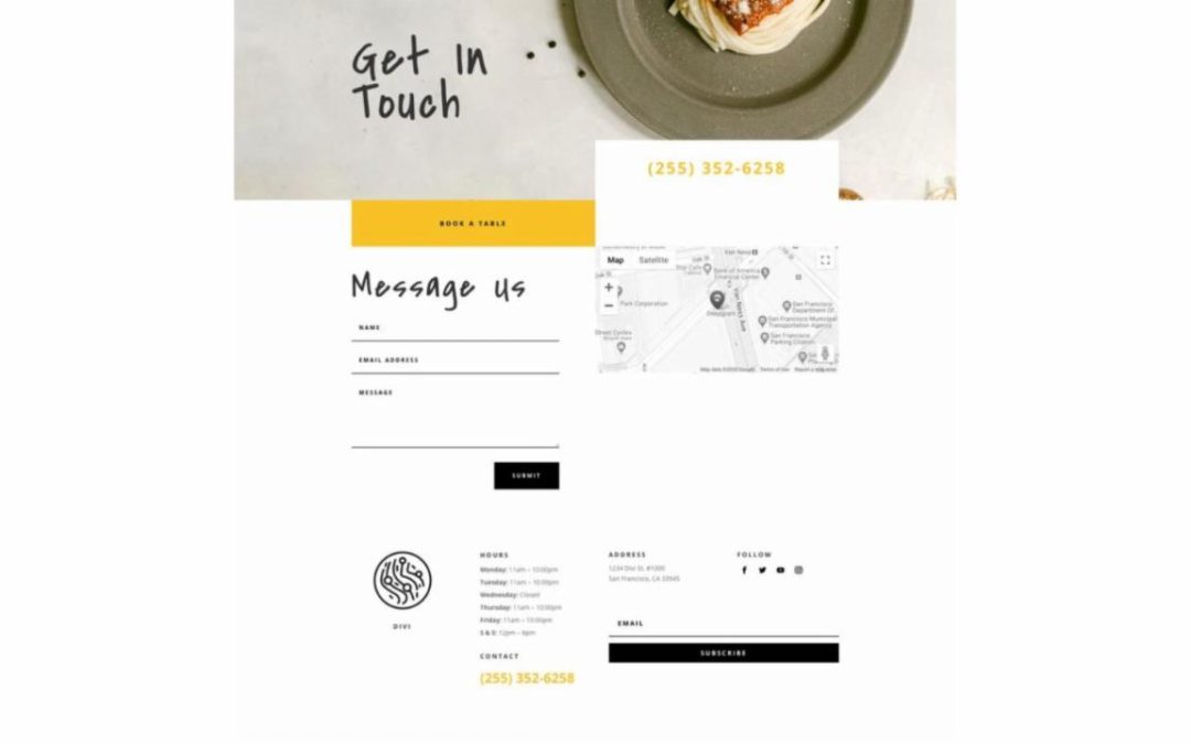 ET – Italian Restaurant Contact Page