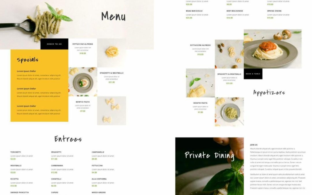 ET – Italian Restaurant Menu Page