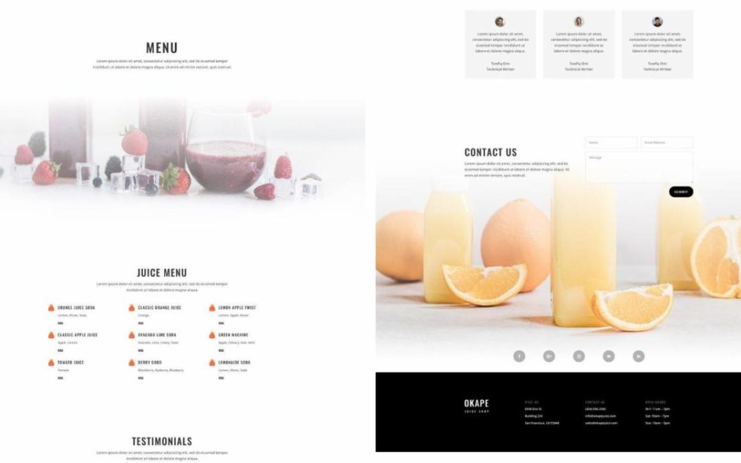 ET – Juice Shop Menu Page
