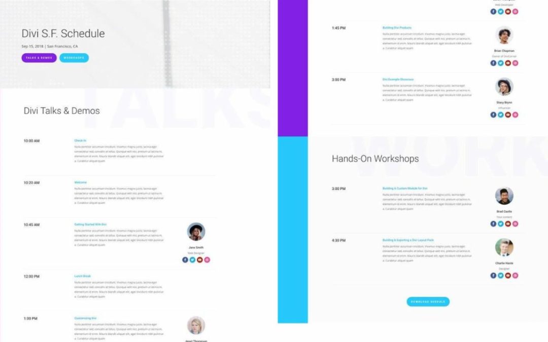 ET – Meetup Schedule Page