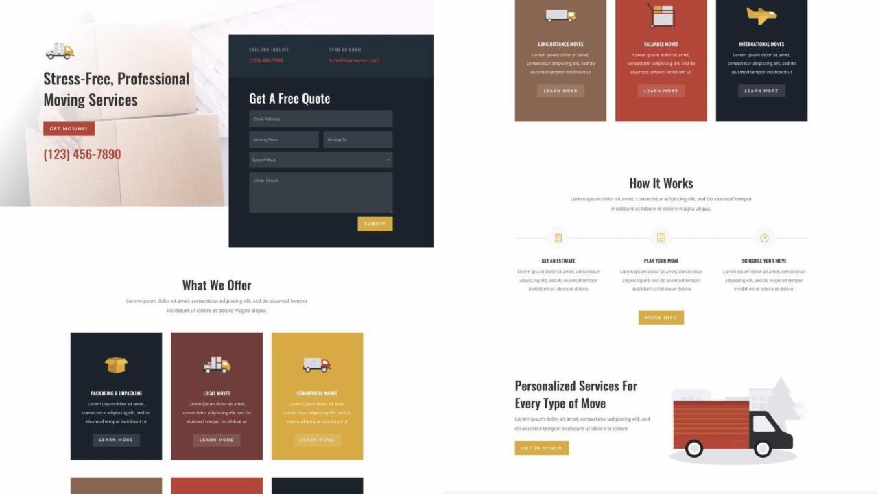Moving Layout ET - Moving Company Landing Page
