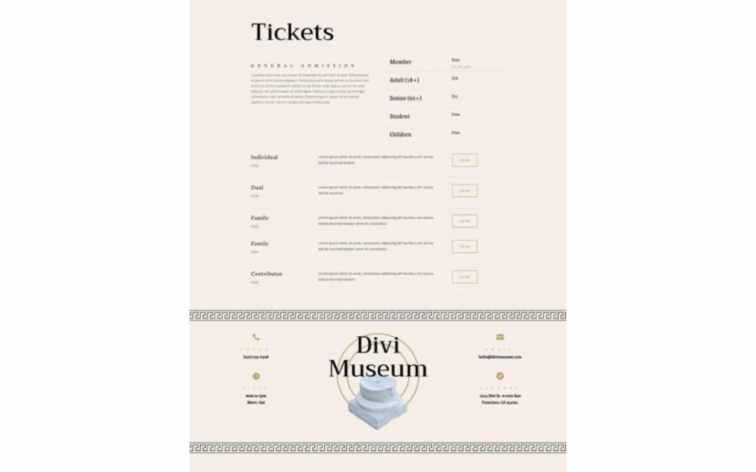 ET – Museum Pricing Page