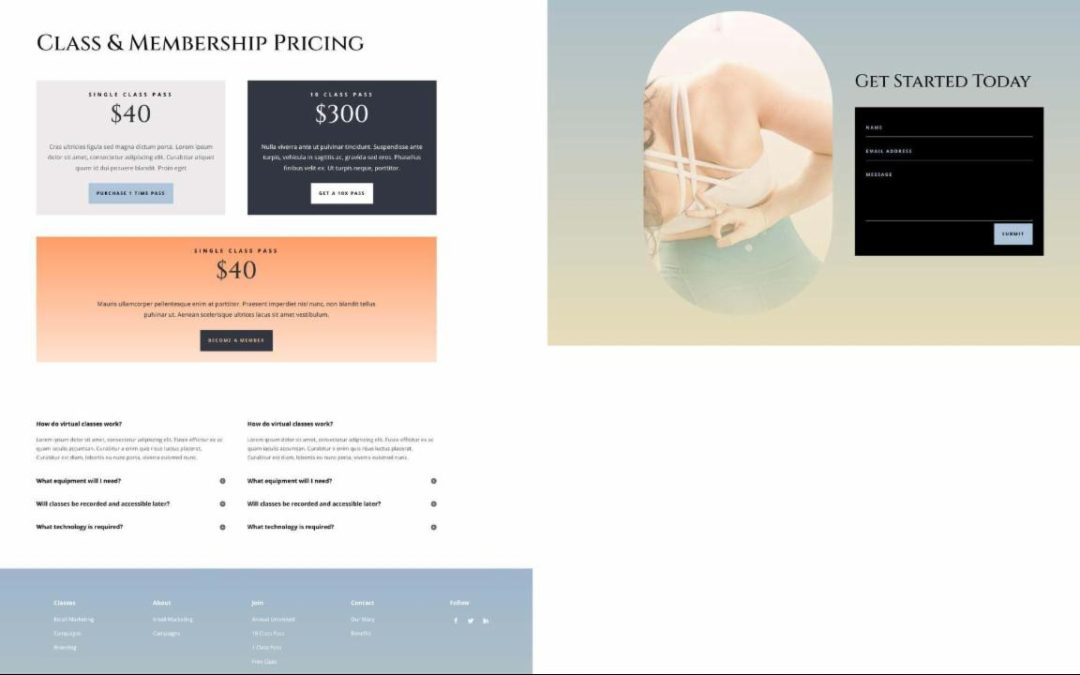 ET – Online Yoga Pricing Page