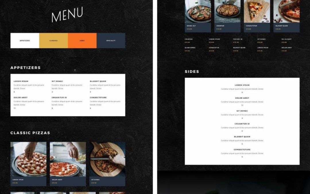 ET – Pizzeria Menu Page