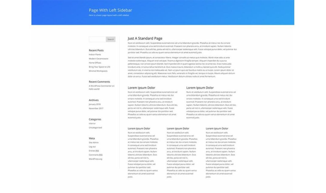 ET – Simple Left Sidebar Page