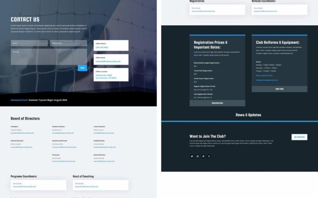 ET – Soccer Club Contact Page