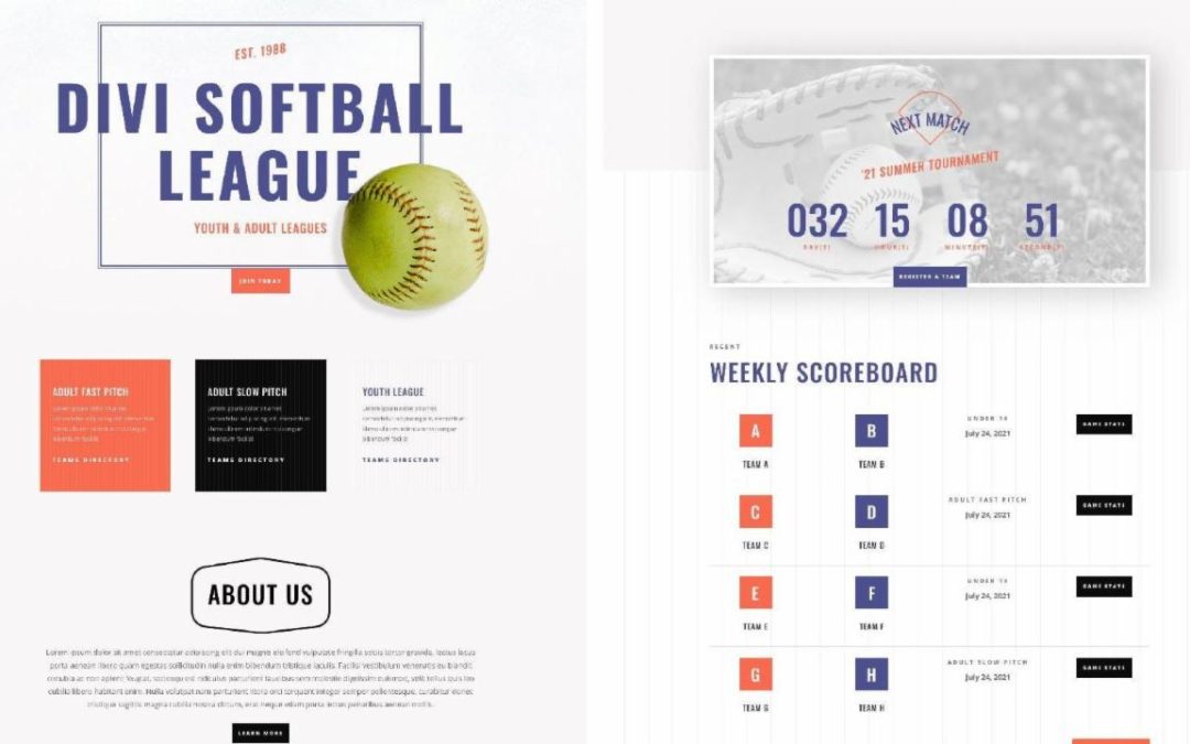 ET – Softball League Landing Page