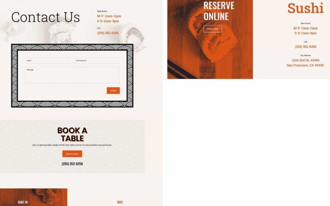 ET – Sushi Restaurant Contact page