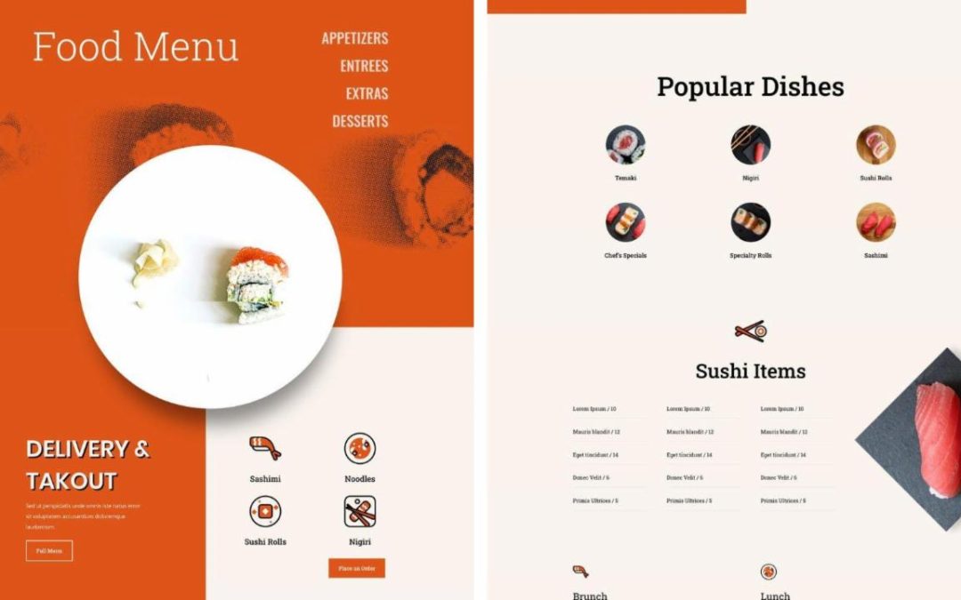 ET – Sushi Restaurant Menu page