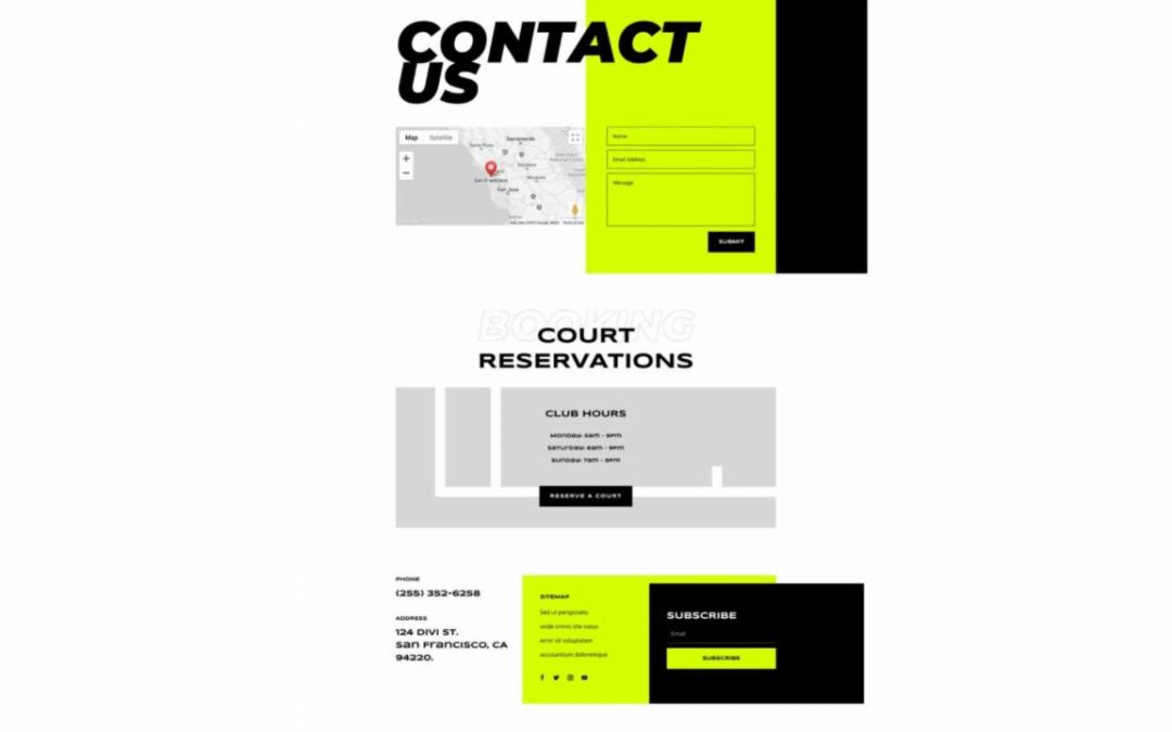 ET – Tennis Club Contact Page