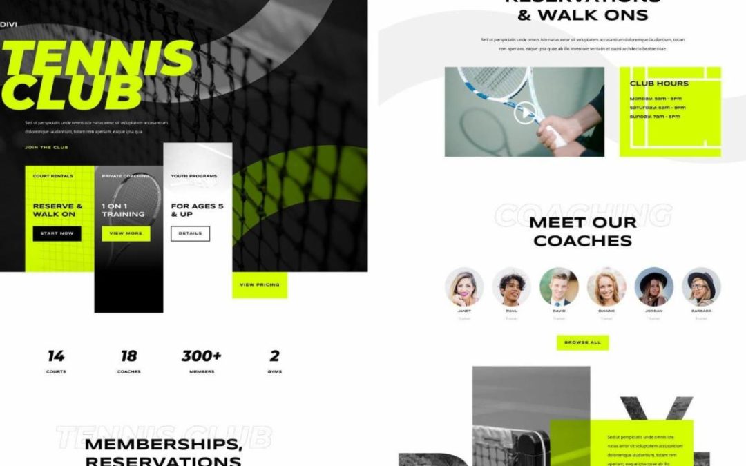 ET – Tennis Club Landing Page
