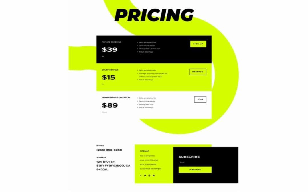 ET – Tennis Club Pricing Page