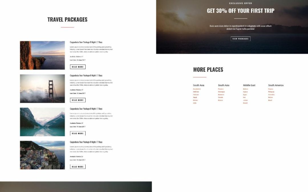 ET – Travel Agency Packages Page