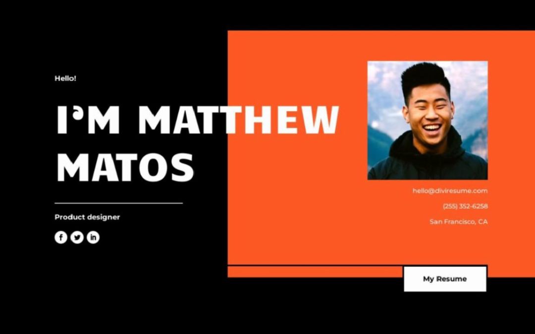 ET – Creative CV Landing Page – Header