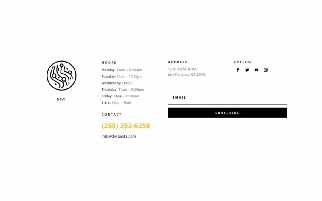 ET – Italian Restaurant Home Page – Footer