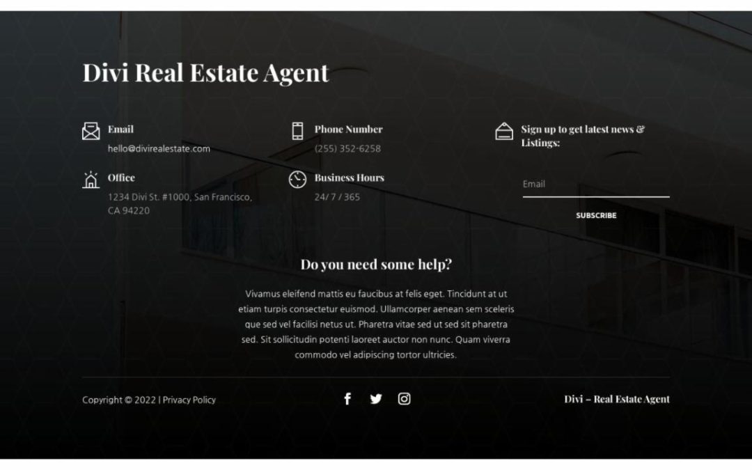 ET – Real Estate Agent Home Page – Footer