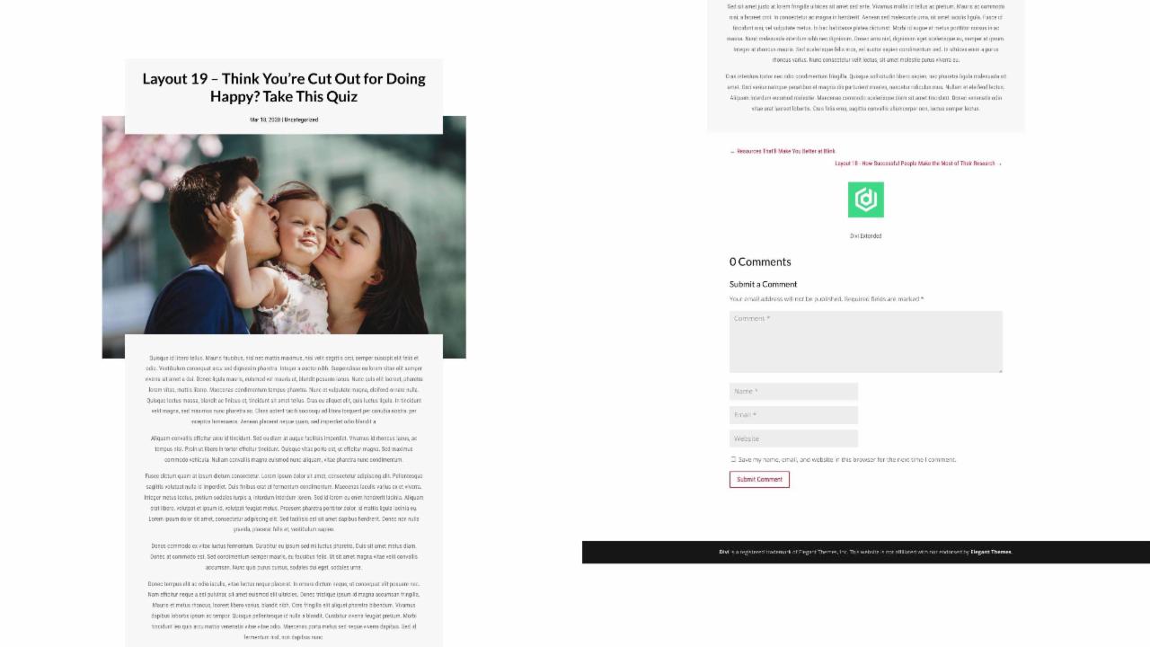 D+ Divi Post Layout 19 - Divi Free / Layouts Divi