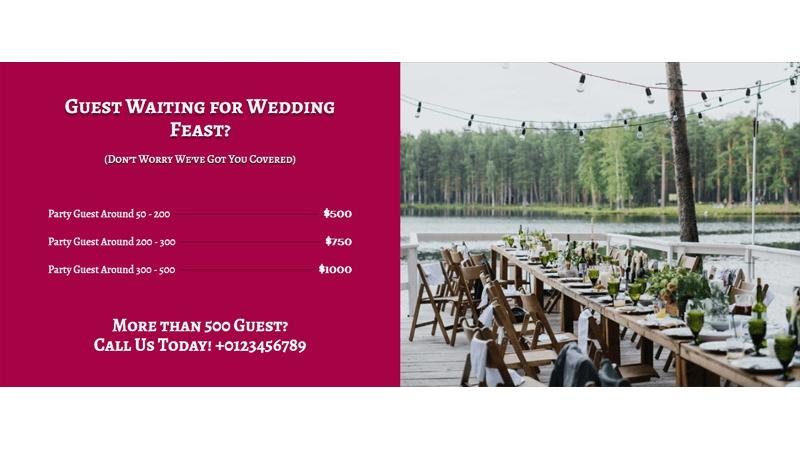 D+ Price List – Guest Waiting for Wedding Feast