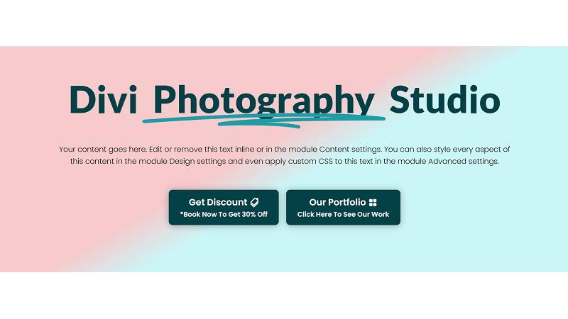 D+ Hero – Divi Photography Studio