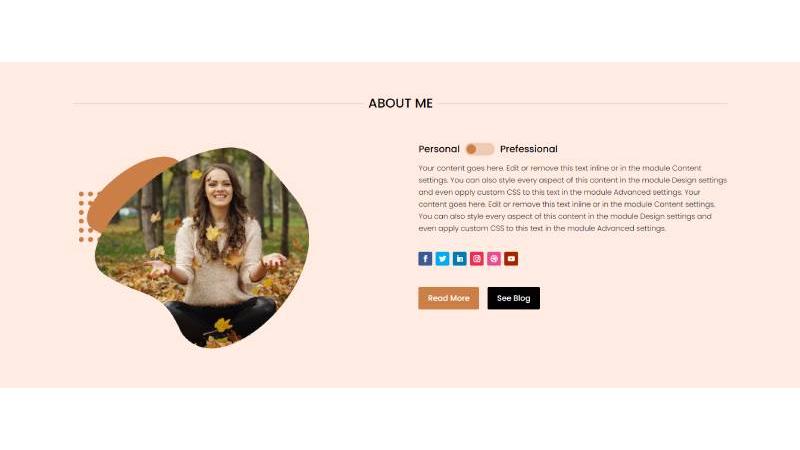 D+ Content Toggle – About Me