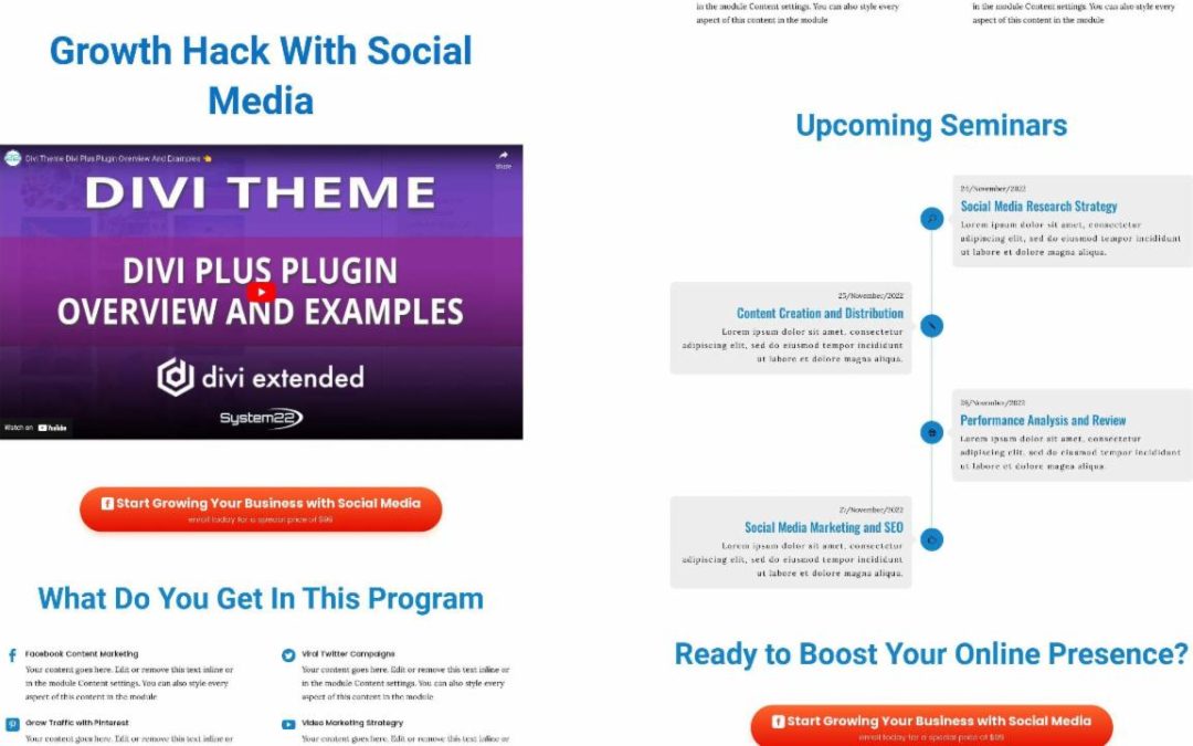 Divi Plus – Social Media Marketing