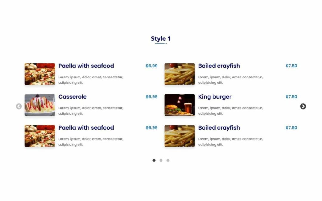 DP Divi Food Menu Slider #1